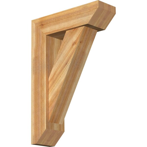 Ekena Millwork Traditional Slat Rough Sawn Bracket w/ Offset Brace, Western Red Cedar, 8"W x 26"D x 38"H BKT0806X26X38TRA06RWR - main